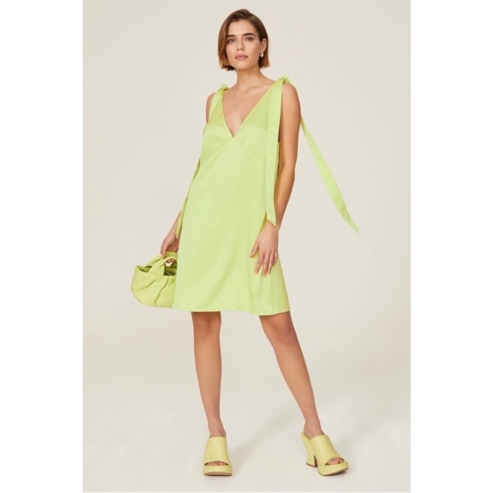 Stine Goya Yellow Green Rosario Tie Back Mini Dress M